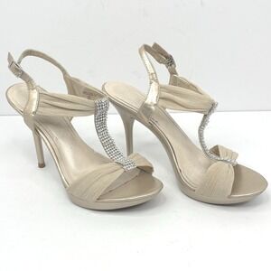 Champagne Rhinestone Evening Heels 8.5